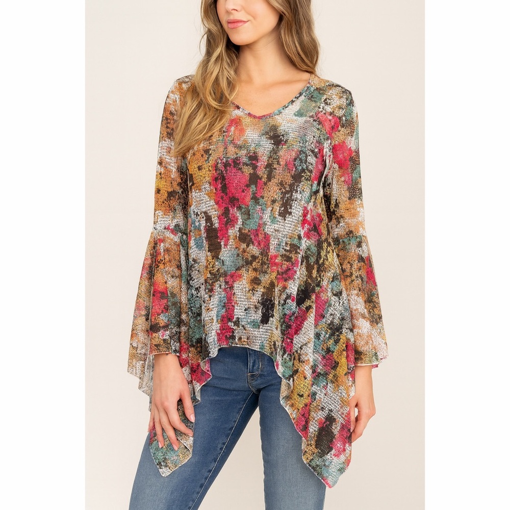 Dor Dor Couture | Mesh Knitting Bell Sleeve Boho Tunic Top Swim Coverup